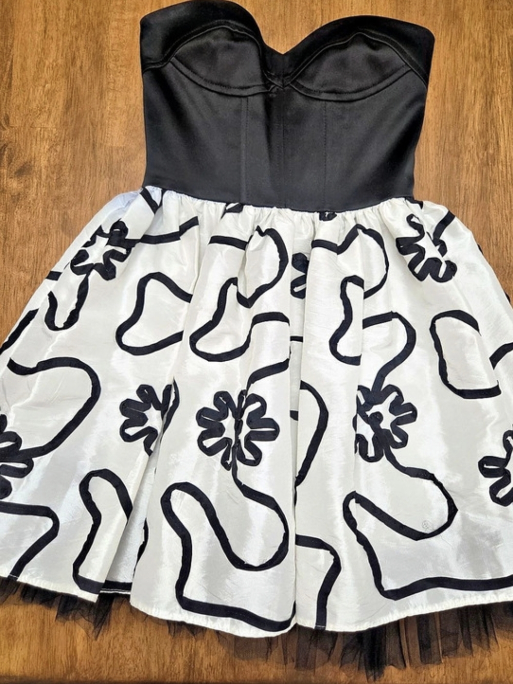 Gunne Sax By Jessica McClintock Sz 1 Mini Dress Black & White Abstract Design